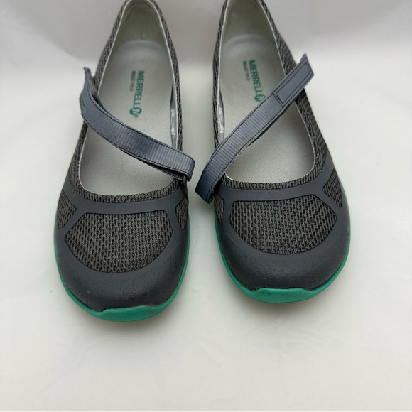 Gray Teal Mesh Mary Jane Flats Walking Lightweight Comfort Shoes Sz 7 Merrell - Picture 3 of 9
